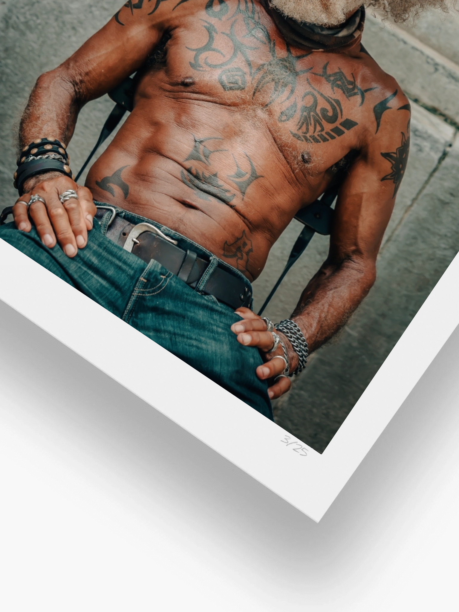 Portrait of tattooed man