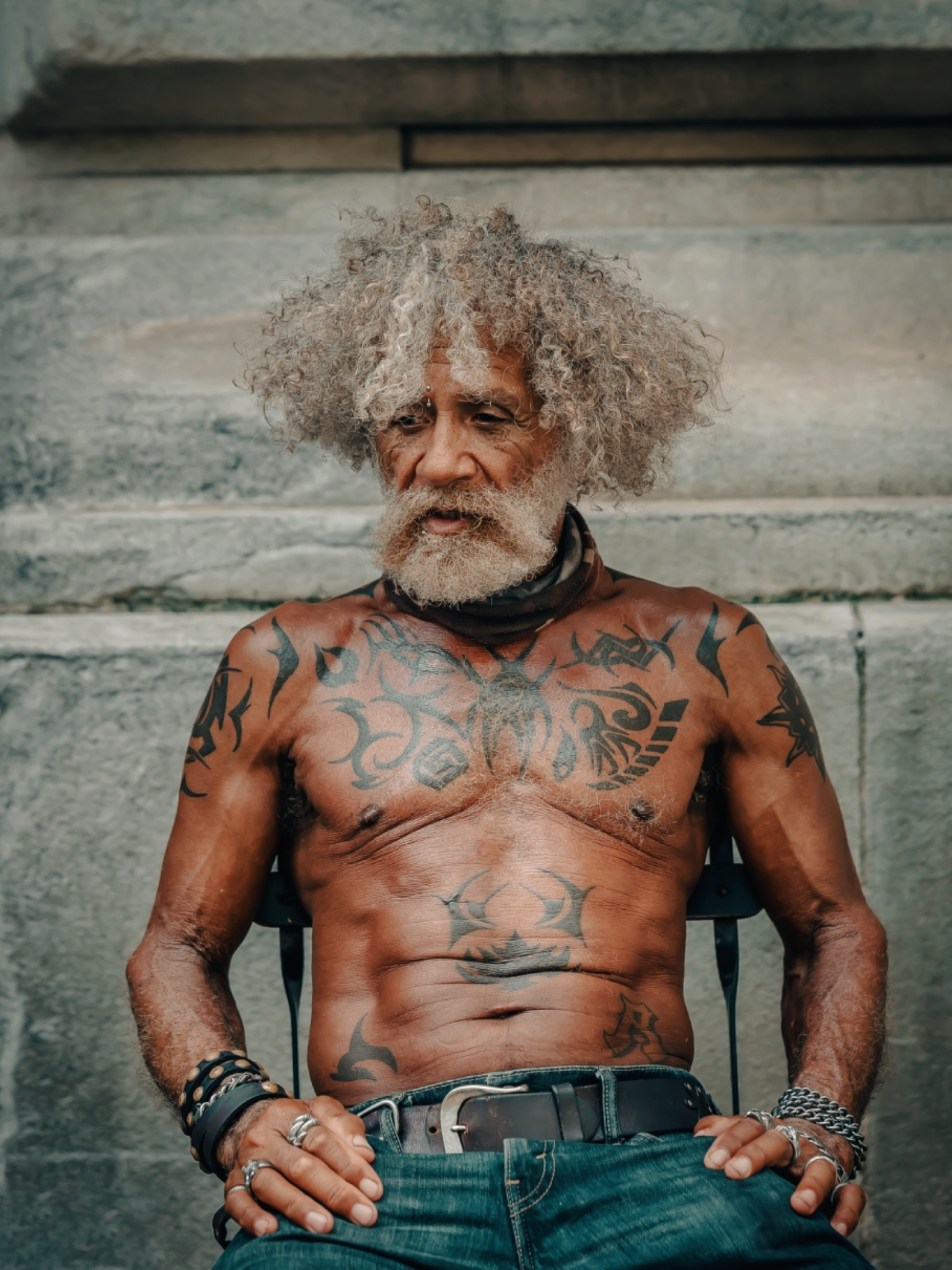 Portrait of tattooed man