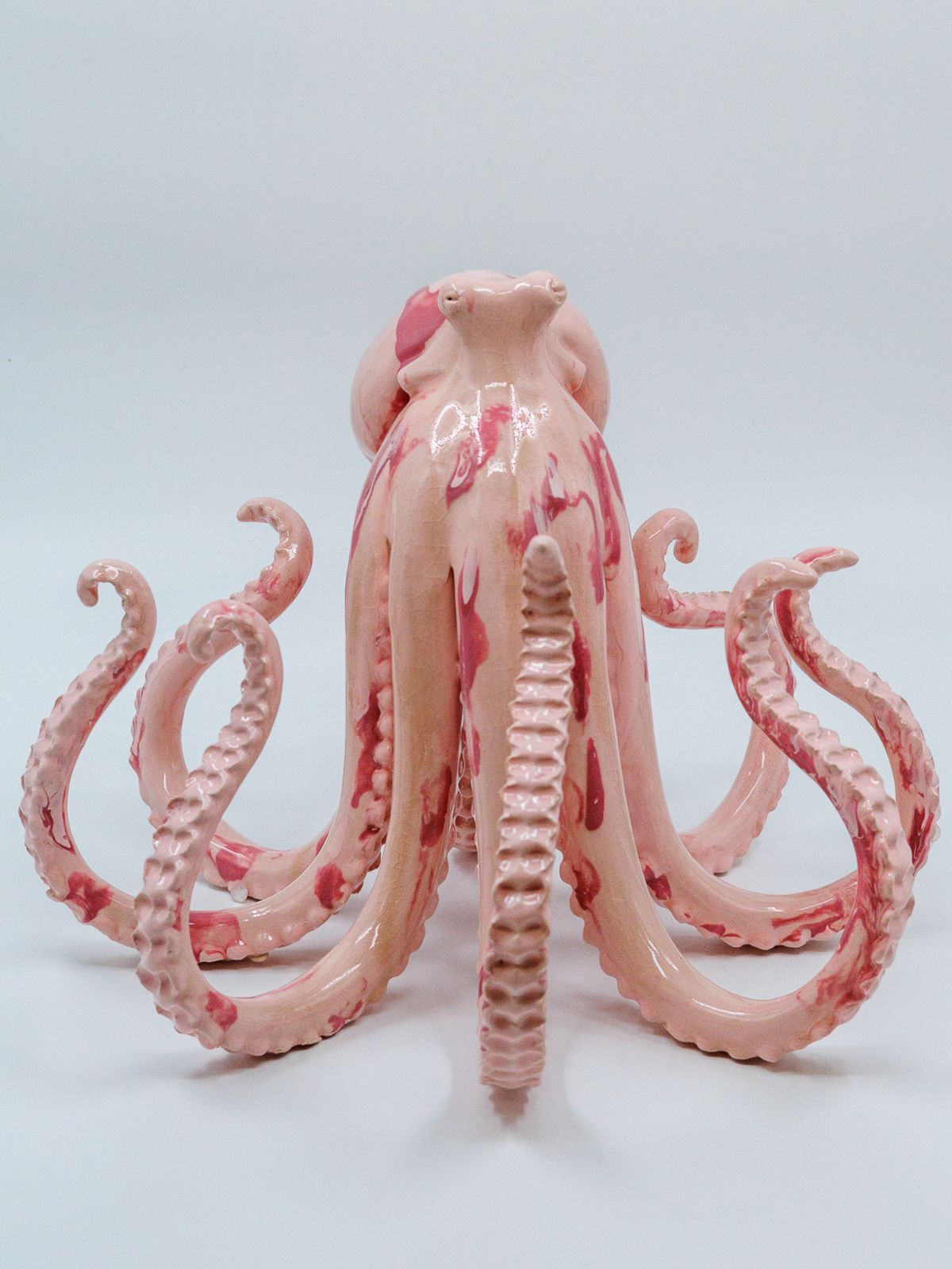 Octopus - Pink Phantom, glazed ceramic sculpture by Mia Alajasko