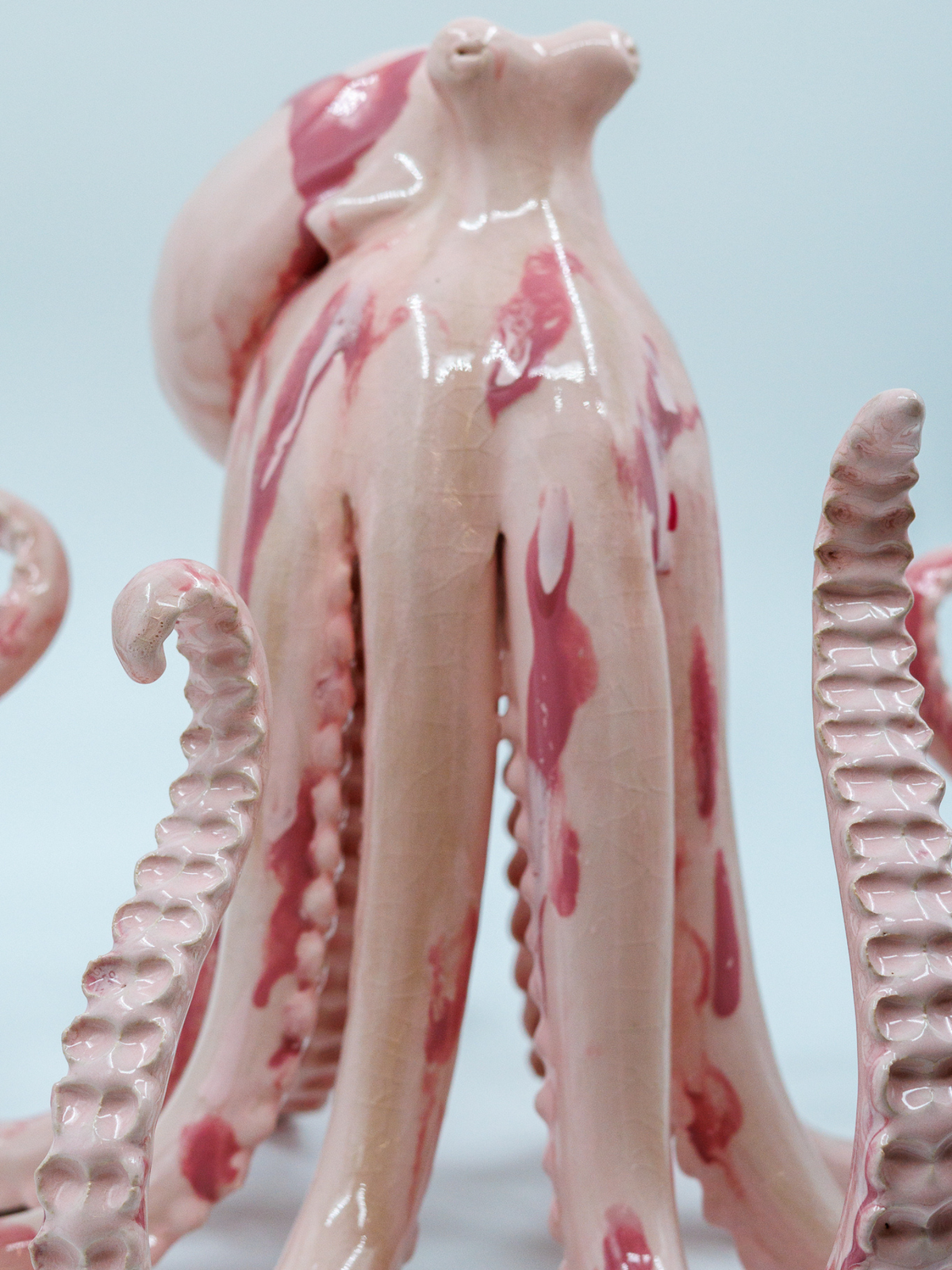 Detail of the pink glaze on Octopus - Pink Phantom by Mia Alajasko