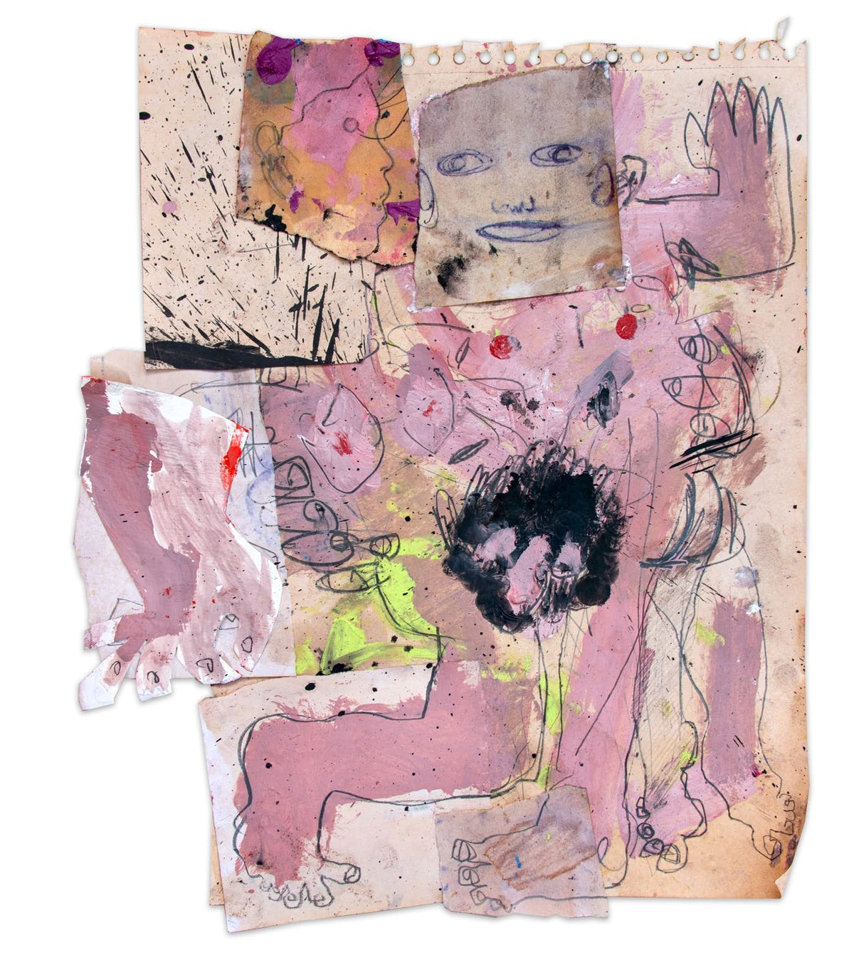 Work on paper by Danny Avidan, mixed media on paper, 43 × 37 cm